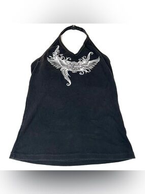 Vintage 2008 Y2K Harley Davidson Womens XL Halter Tank Top Black Mankato MN 4214